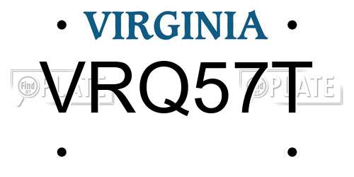 VRQ57T Virginia License Plate