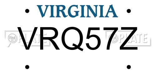 VRQ57Z Virginia License Plate