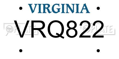 VRQ822 Virginia License Plate