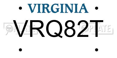 VRQ82T Virginia License Plate