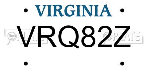 VRQ82Z Virginia License Plate