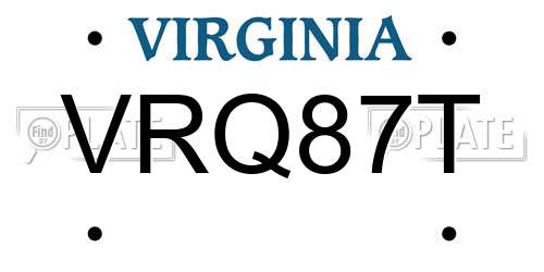 VRQ87T Virginia License Plate