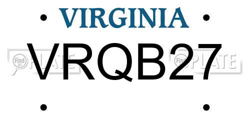 VRQB27 Virginia License Plate