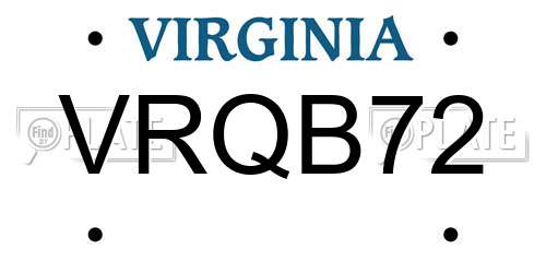 VRQB72 Virginia License Plate