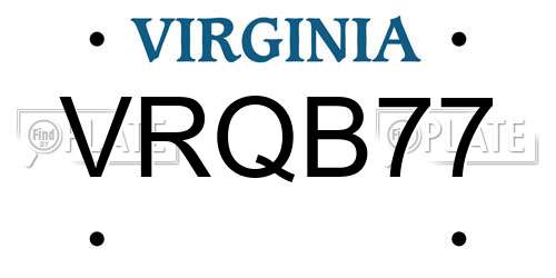 VRQB77 Virginia License Plate