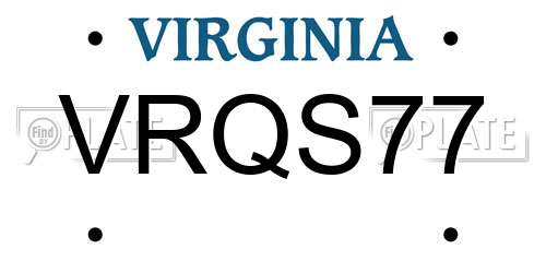 VRQS77 Virginia License Plate