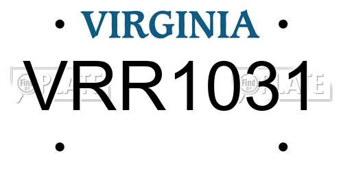 VRR1031 Virginia License Plate