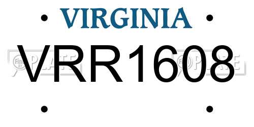 VRR1608 Virginia License Plate