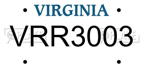 VRR3003 Virginia License Plate