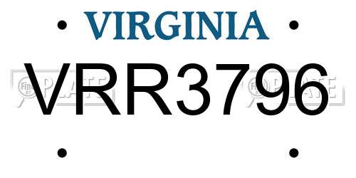 VRR3796 Virginia License Plate
