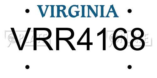 VRR4168 Virginia License Plate