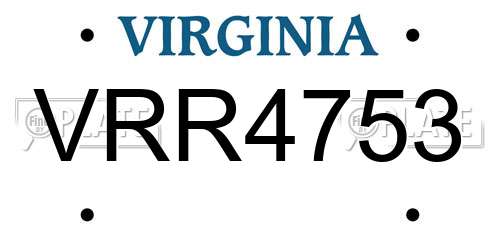 VRR4753 Virginia License Plate