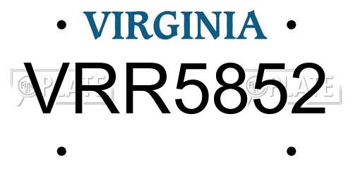 VRR5852 Virginia License Plate