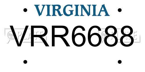 VRR6688 Virginia License Plate