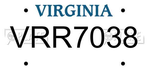 VRR7038 Virginia License Plate