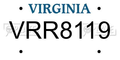 VRR8119 Virginia License Plate