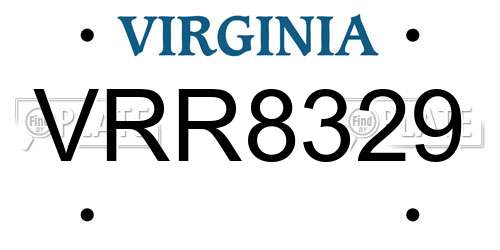 VRR8329 Virginia License Plate