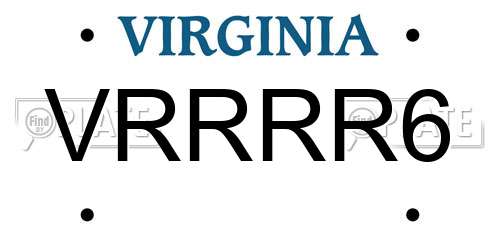 VRRRR6 Virginia License Plate