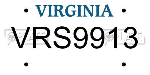 VRS9913 Virginia License Plate