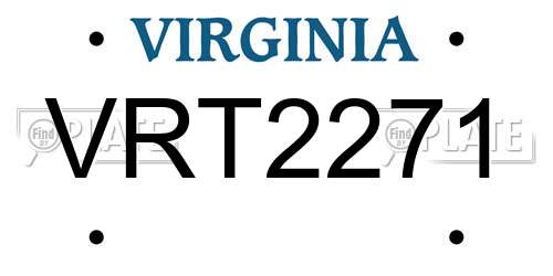 VRT2271 Virginia License Plate