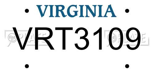 VRT3109 Virginia License Plate
