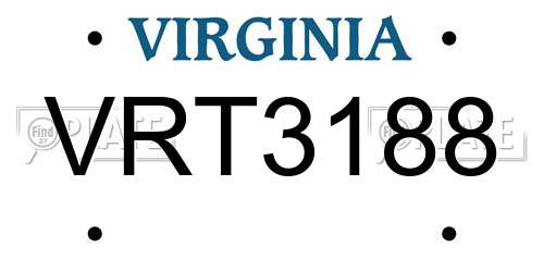 VRT3188 Virginia License Plate
