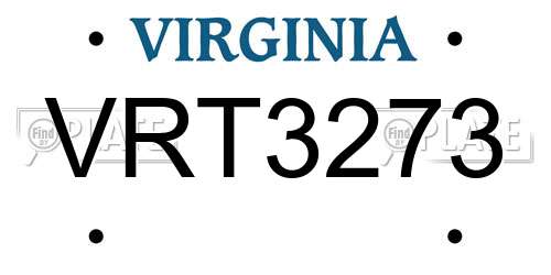 VRT3273 Virginia License Plate