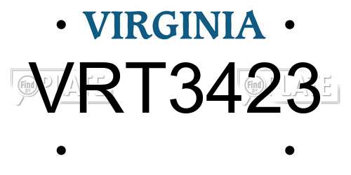 VRT3423 Virginia License Plate