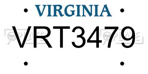 VRT3479 Virginia License Plate