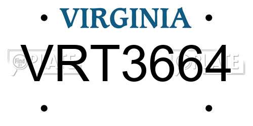 VRT3664 Virginia License Plate