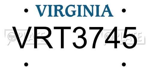 VRT3745 Virginia License Plate