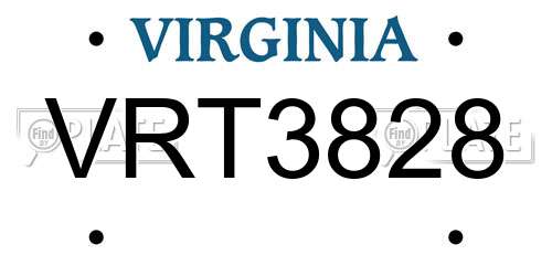 VRT3828 Virginia License Plate
