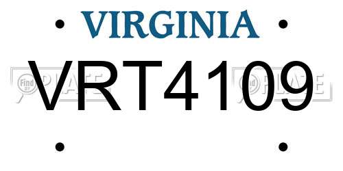 VRT4109 Virginia License Plate