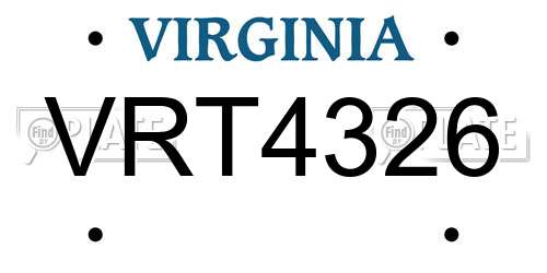 VRT4326 Virginia License Plate