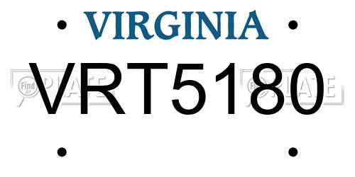VRT5180 Virginia License Plate