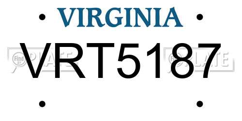 VRT5187 Virginia License Plate