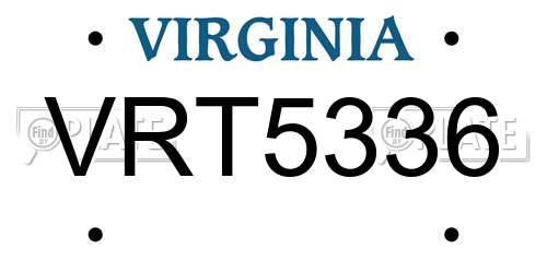 VRT5336 Virginia License Plate
