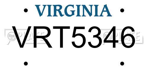 VRT5346 Virginia License Plate