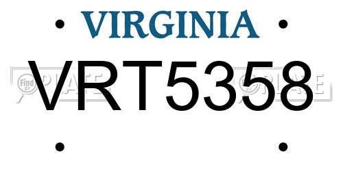 VRT5358 Virginia License Plate