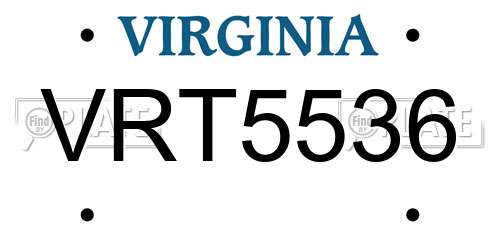 VRT5536 Virginia License Plate