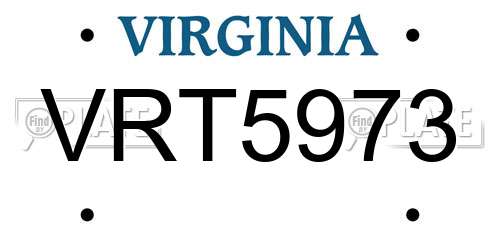 VRT5973 Virginia License Plate