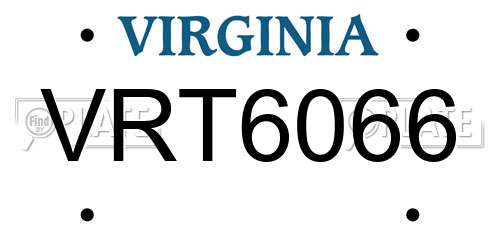 VRT6066 Virginia License Plate