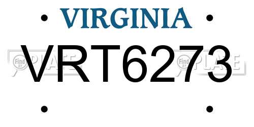 VRT6273 Virginia License Plate