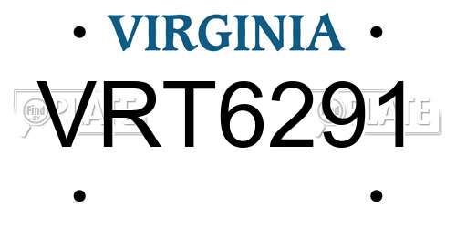 VRT6291 Virginia License Plate