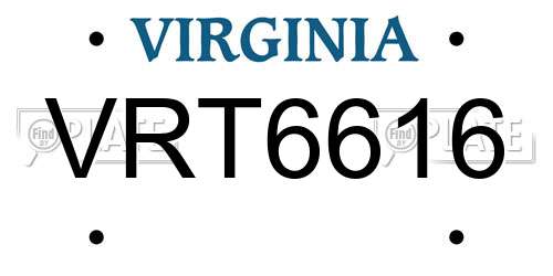 VRT6616 Virginia License Plate