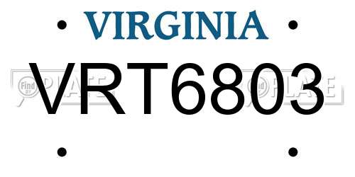 VRT6803 Virginia License Plate