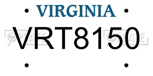 VRT8150 Virginia License Plate