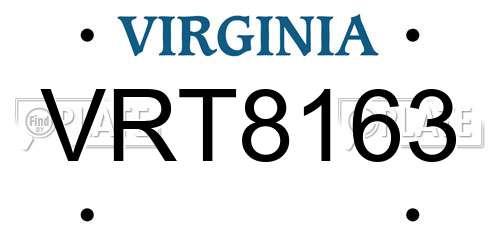 VRT8163 Virginia License Plate