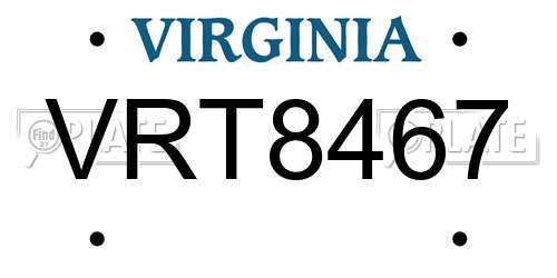 VRT8467 Virginia License Plate