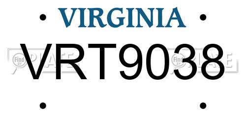 VRT9038 Virginia License Plate